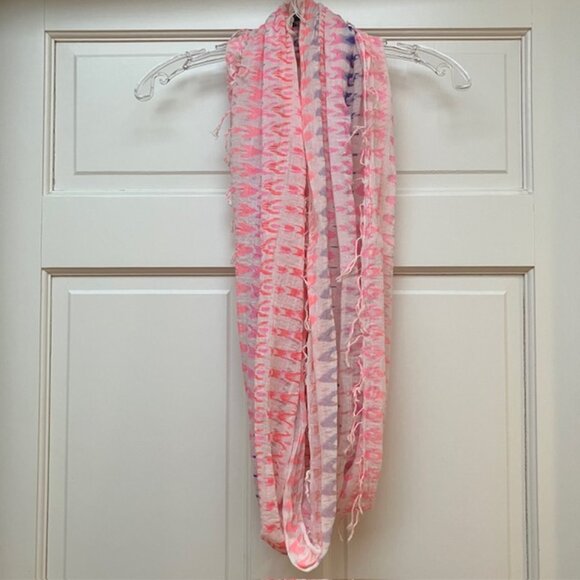 American Eagle lightweight Pink, purple and white cotton infinity scarf - Picture 1 of 4